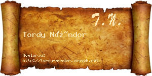 Tordy Nándor névjegykártya